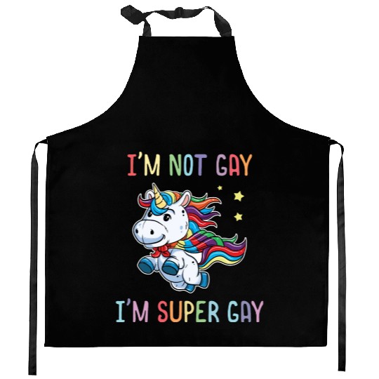 LGBT Funny Rainbow Unicorn Super Gay Lesbian Pride Kitchen Aprons