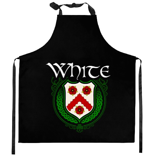White Family Irish Coat of Arms Clan Crest Kitchen Aprons