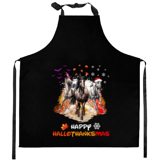 Horses Happy HalloThanksmas Kitchen Aprons