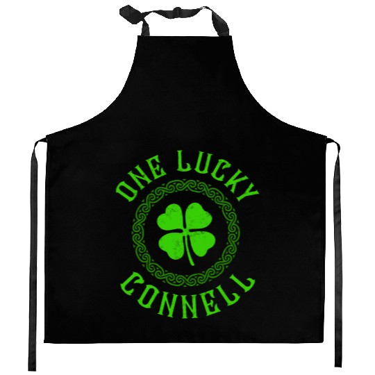One Lucky Connell Irish Family 4 Leaf Clover Kitchen Aprons