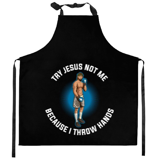 Try Jesus Not Me Funny Jesus Gift Kitchen Aprons