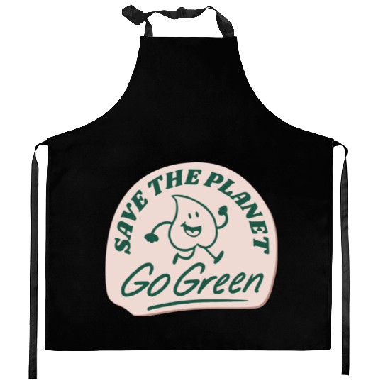 save the planet go green Kitchen Aprons