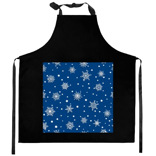 Modern Navy Blue Snowflakes Pattern Kitchen Aprons