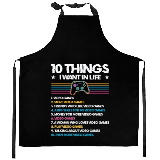 Gaming Gamer Playing Video Game Computer Kitchen Aprons
