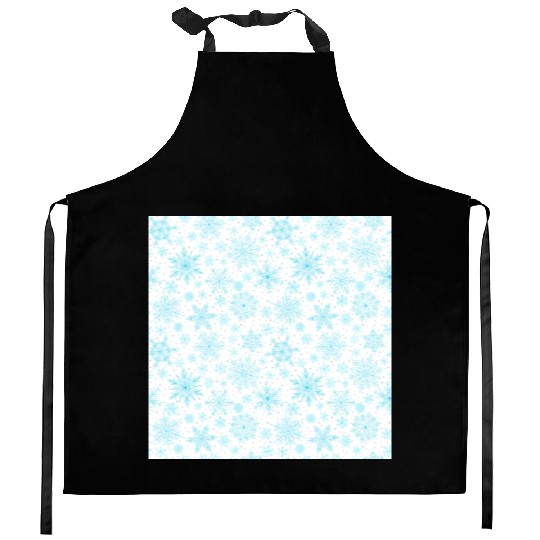 Modern Snowflakes Pattern White Teal Kitchen Aprons