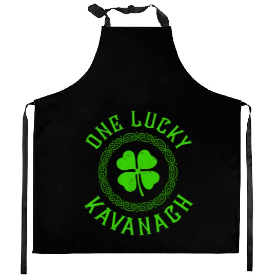 One Lucky Kavanagh Irish Family Four Leaf Clover Kitchen Aprons