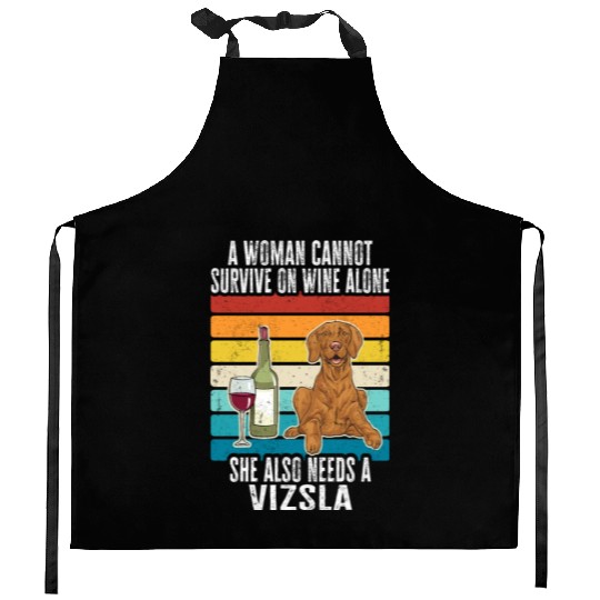 Vizsla Mom Wine Hungarian Vizsla Dog Mom Women Kitchen Aprons