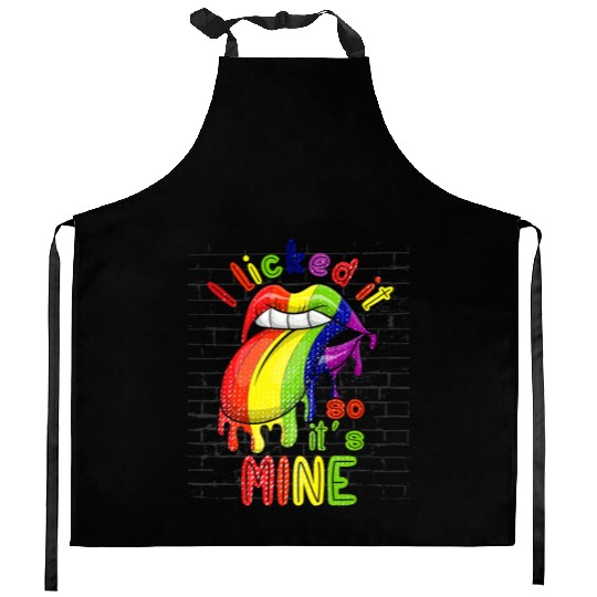 Funny LGBTQ Proud Lesbian Rainbow Flag Queer Women Kitchen Aprons