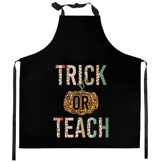Trick Or Teach Leopard Print Halloween Kitchen Aprons