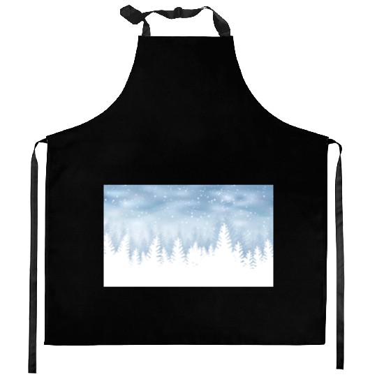 Christmas Winter Wonderland Snow Night Kitchen Aprons