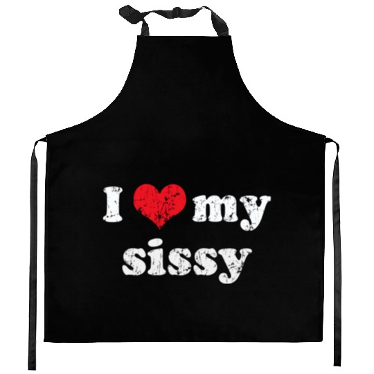 I Love Heart My Sissy Family Brother Sister Kitchen Aprons