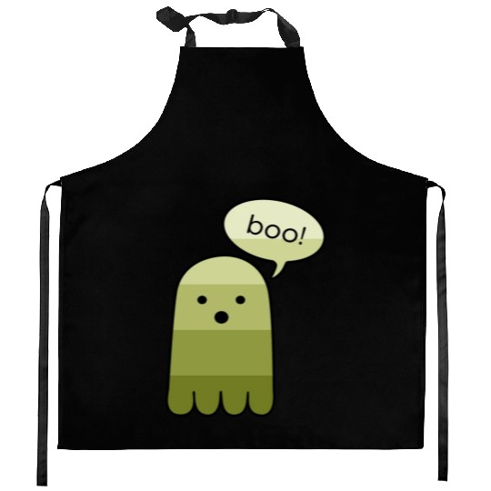 Olive Green Boo Ghost Halloween Kitchen Aprons