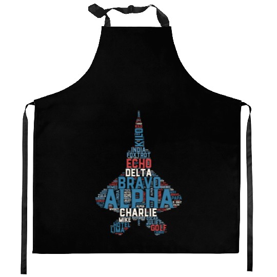 Full Phonetic Alphabet Fighter Jet Pilot Kitchen Aprons
