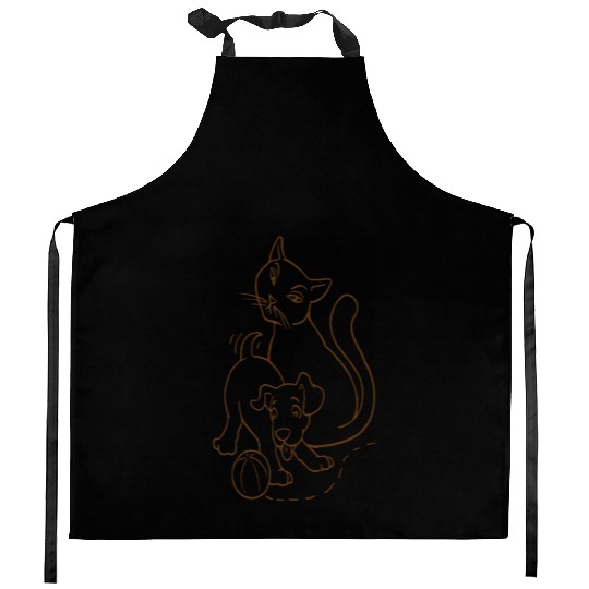 Cat And Dog Brown Kitchen Aprons