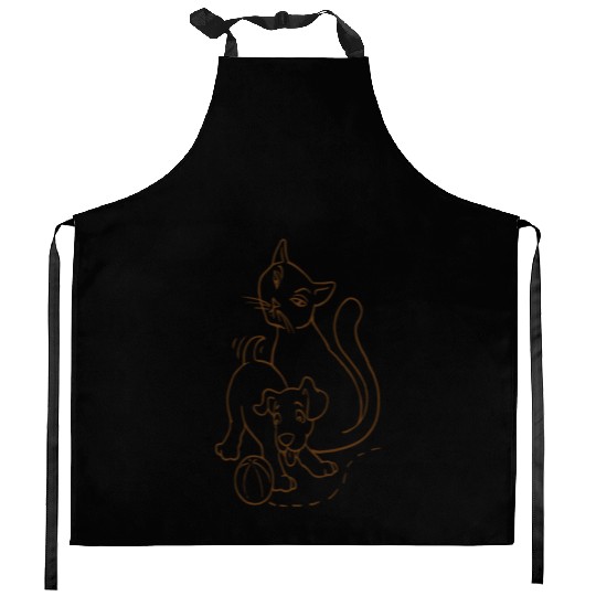 Cat And Dog Brown Kitchen Aprons