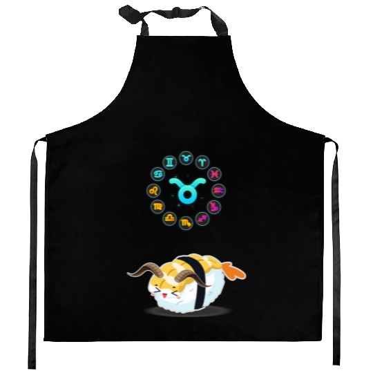 Japanese Sushi Funny Taurus Zodiac Sushi Lover Pun Kitchen Aprons