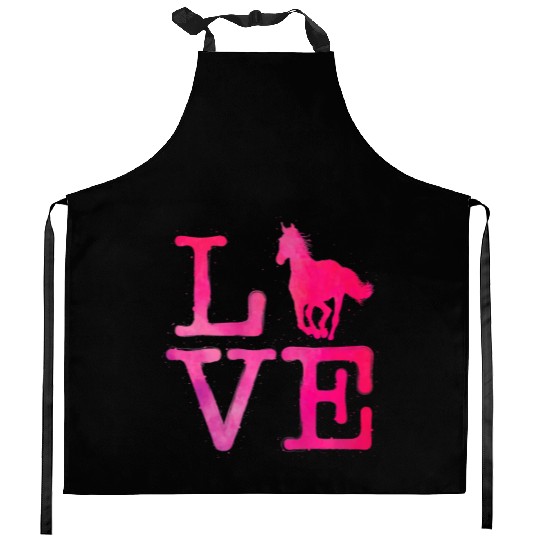I Love Horse Watercolor Horses Riding Racing Gifts Kitchen Aprons
