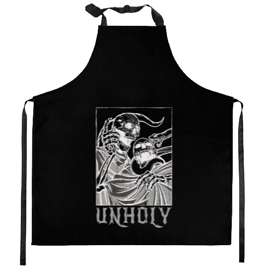Skeleton Bones Tarot Card Occult Unholy Gothic Kitchen Aprons