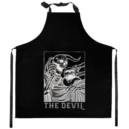 Skeleton Bones Tarot Card Occult Devil Gothic Kitchen Aprons