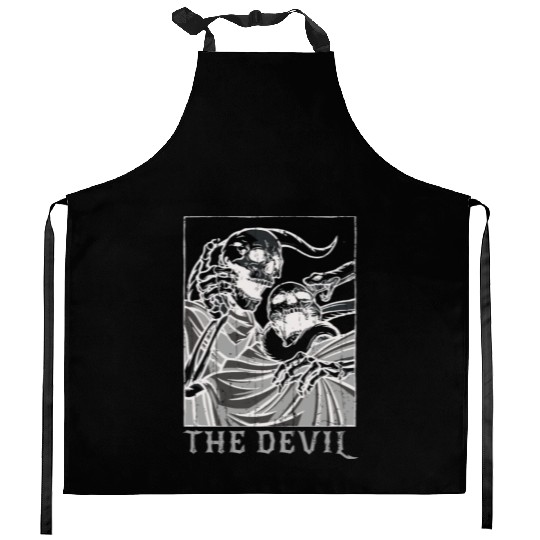 Skeleton Bones Tarot Card Occult Devil Gothic Kitchen Aprons