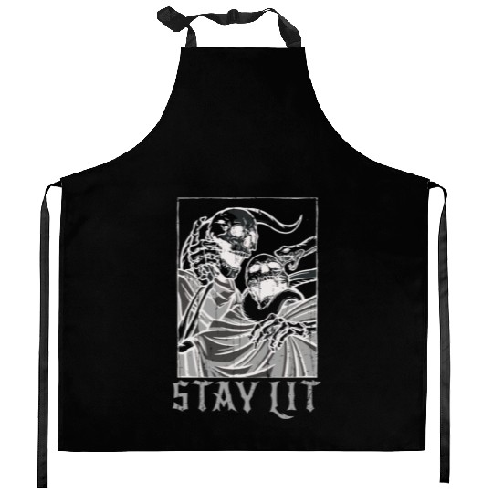 Skeleton Bones Tarot Card Occult Stay Gothic Kitchen Aprons