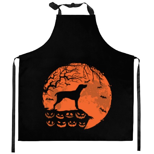 German Shorthaired Pointer And Moon Halloween Kitchen Aprons