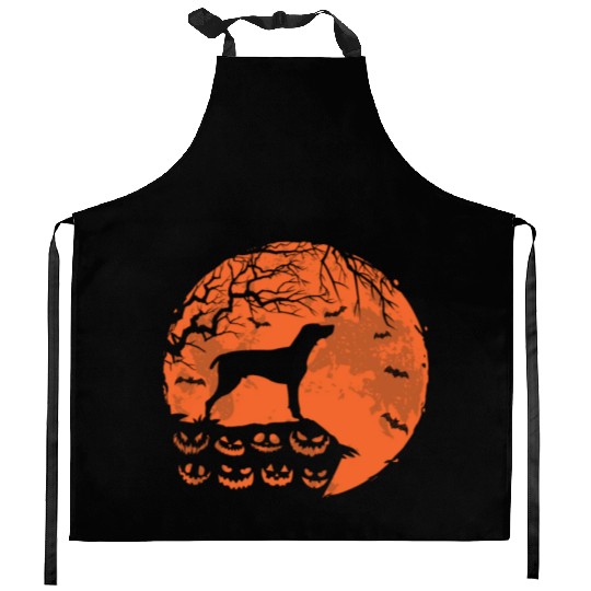 German Shorthaired Pointer And Moon Halloween Kitchen Aprons