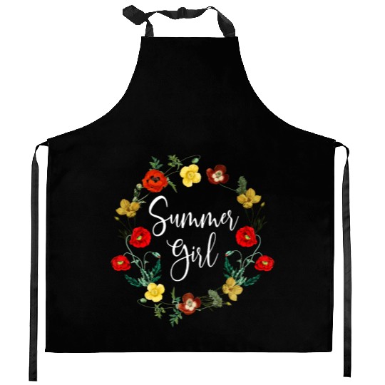 Summer Girl Poppy Flowers Leo Born In August Birth Kitchen Aprons