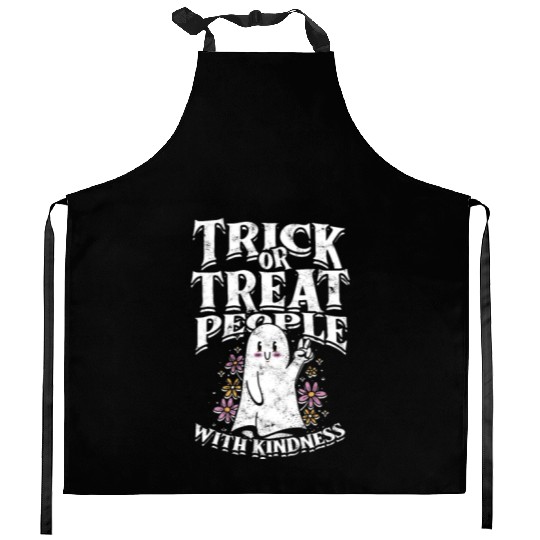 Trick or treat people with kindness - cute ghost Kitchen Aprons