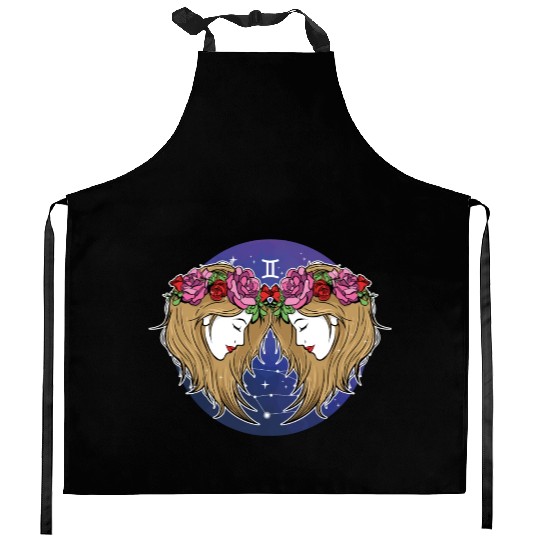 Gemini Zodiac Sign Illustration Art Kitchen Aprons
