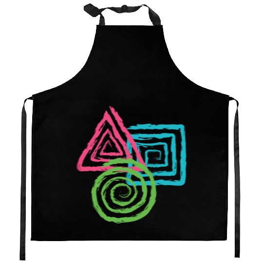 Geometric Shapes. Square, Triangle, Circle Spirals Kitchen Aprons