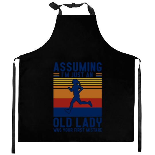 Assuming I'm An Old Lady Running Lovers Kitchen Aprons