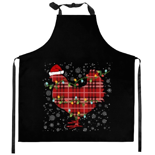 Buffalo Plaid Chicken Christmas Kitchen Aprons