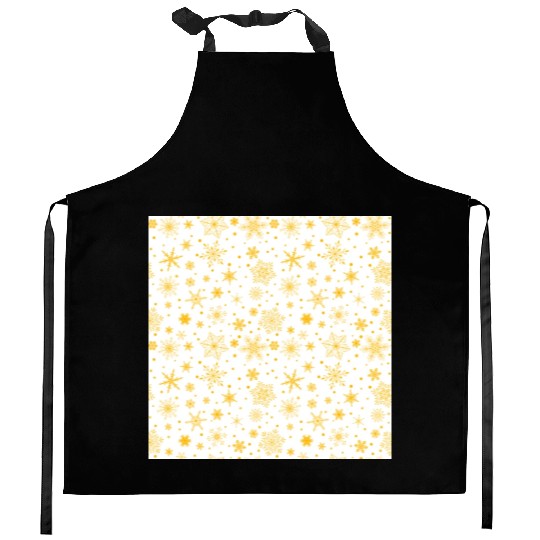 Snowflakes Pattern Yellow White Kitchen Aprons