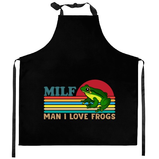 Milf Man I Love Frogs Kitchen Aprons