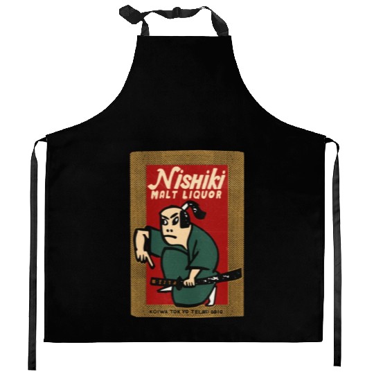 Vintage Japanese Malt Liquor Kitchen Aprons