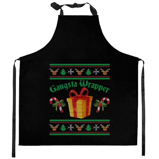 Gangsta Wrapper Christmas Candy Canes Kitchen Aprons