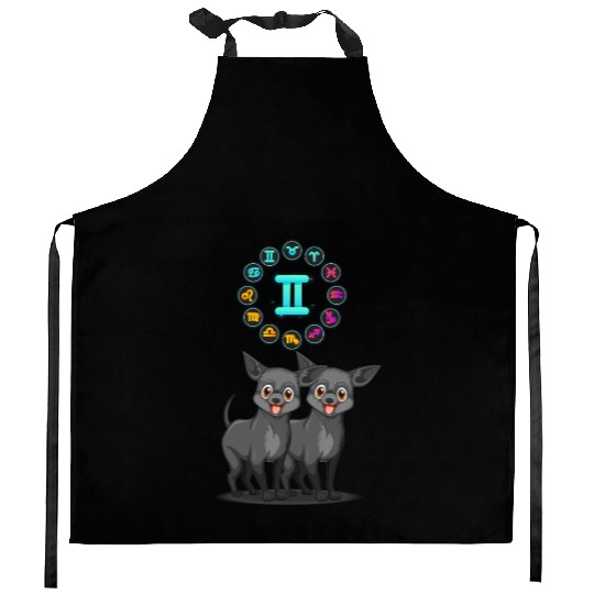 Funny Dog Lover Horoscope Gemini Zodiac Sign Cool Kitchen Aprons