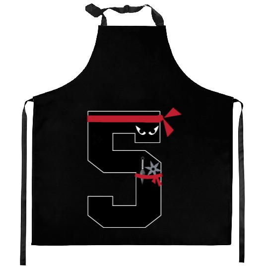 Number 5 Ninja 5 Year Old Fun 5th Birthday Gifts Kitchen Aprons