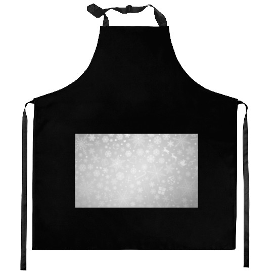 Abstract Grey Snowflakes Pattern Kitchen Aprons