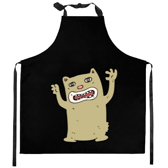 funny catzilla, cat lover Kitchen Aprons