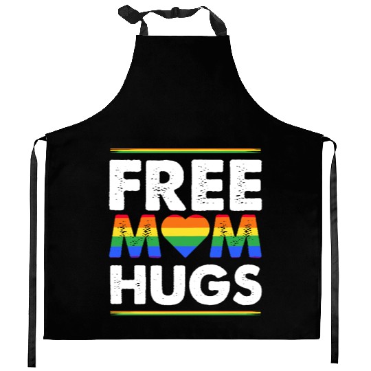 Free Mom Hugs Rainbow Parade Pride Month LGBTQ Kitchen Aprons