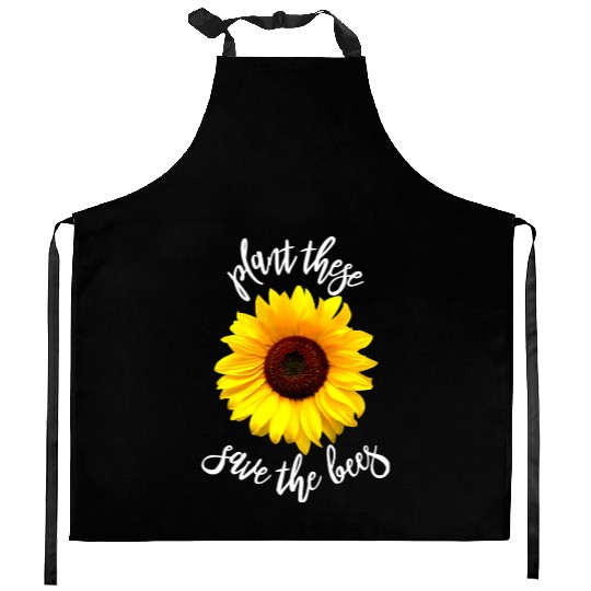 Plant These Save The Bees Sunflower Kitchen Aprons Flower