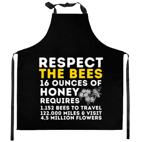 Respect The Bees Bee Lover Beekeeping Beekeeper T Kitchen Aprons