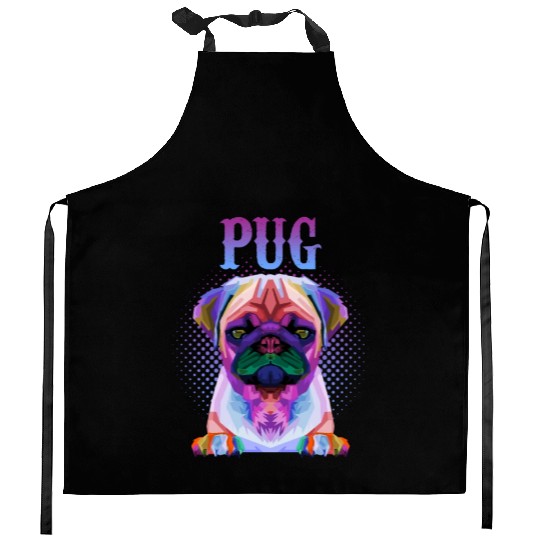 Dog Breed Colorful Pug Kitchen Aprons