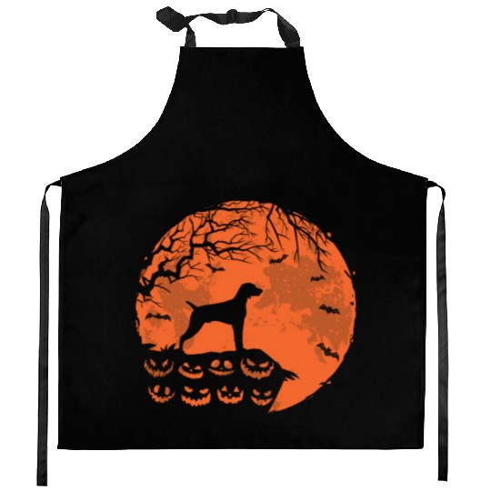 Vizsla And Moon Halloween Funny Dog Lover Gift Kitchen Aprons