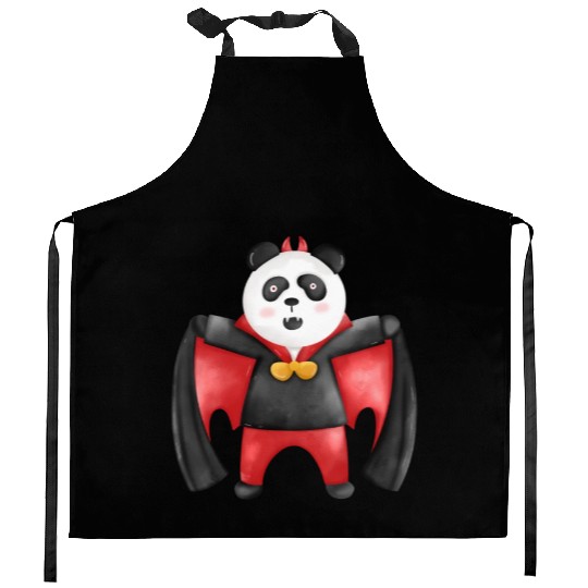 Panda bear in vampire costume Kitchen Aprons