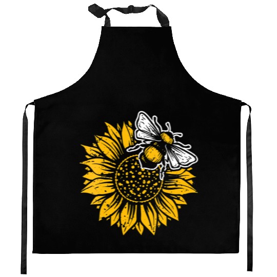 Womens Bumblebee Sunflower Springtime Save The Bee Kitchen Aprons