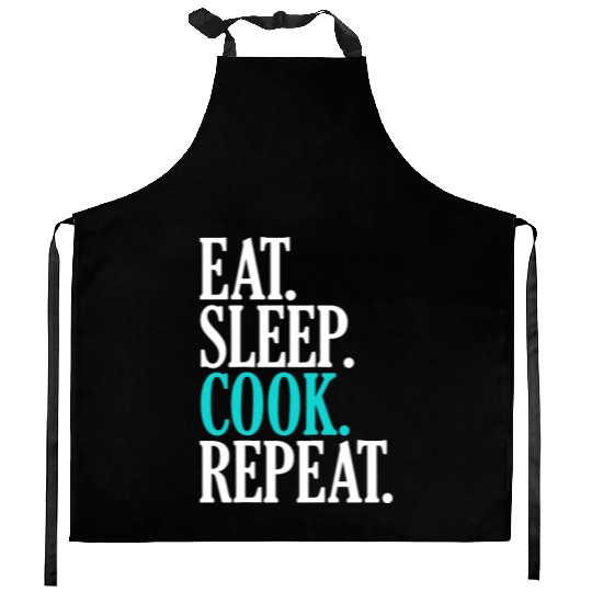 Eat Sleep Cook Repeat Funny Cooking Chef Kitchen Aprons