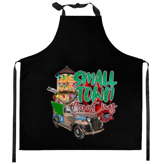 Country Farmer Life Small Town Christmas Red Kitchen Aprons